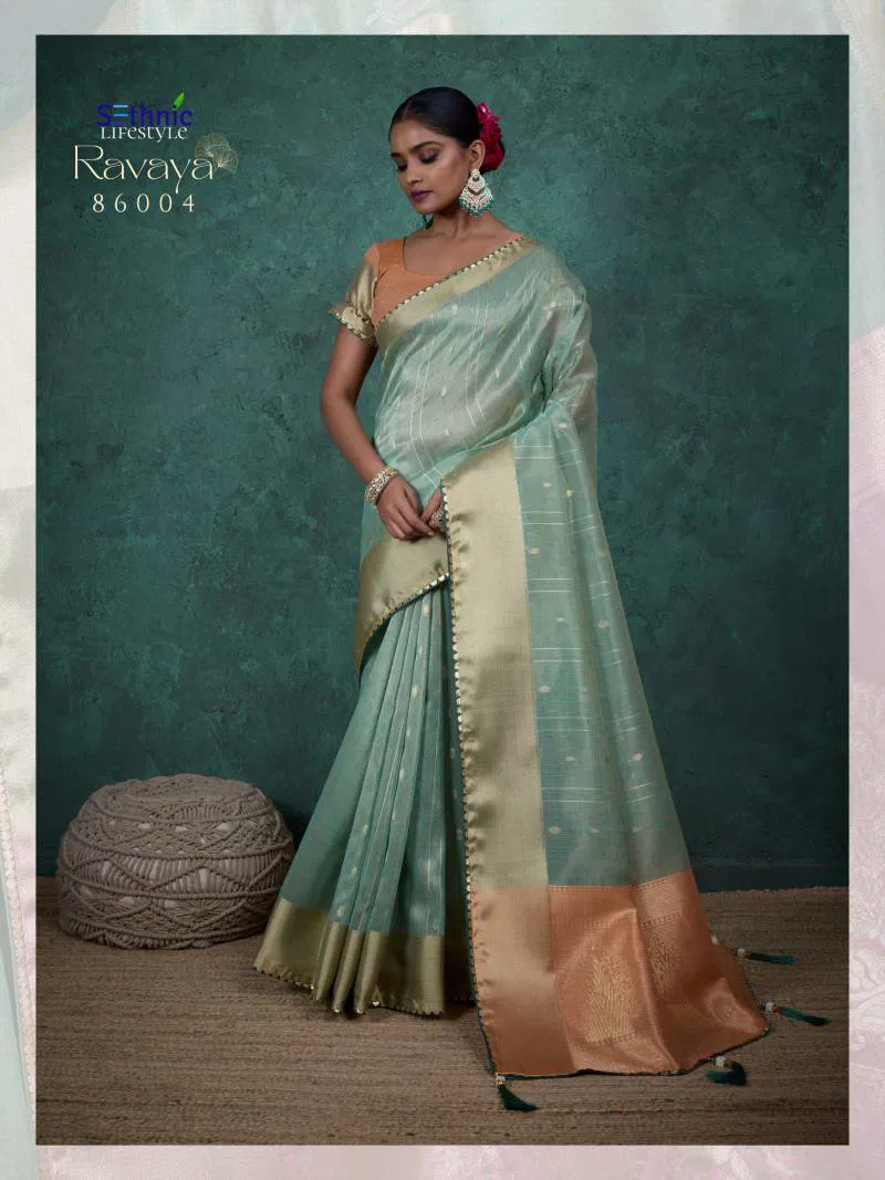 Ravaya By Sethnic Linen Blend Sequins Woven Pallu Saree Exporters In India