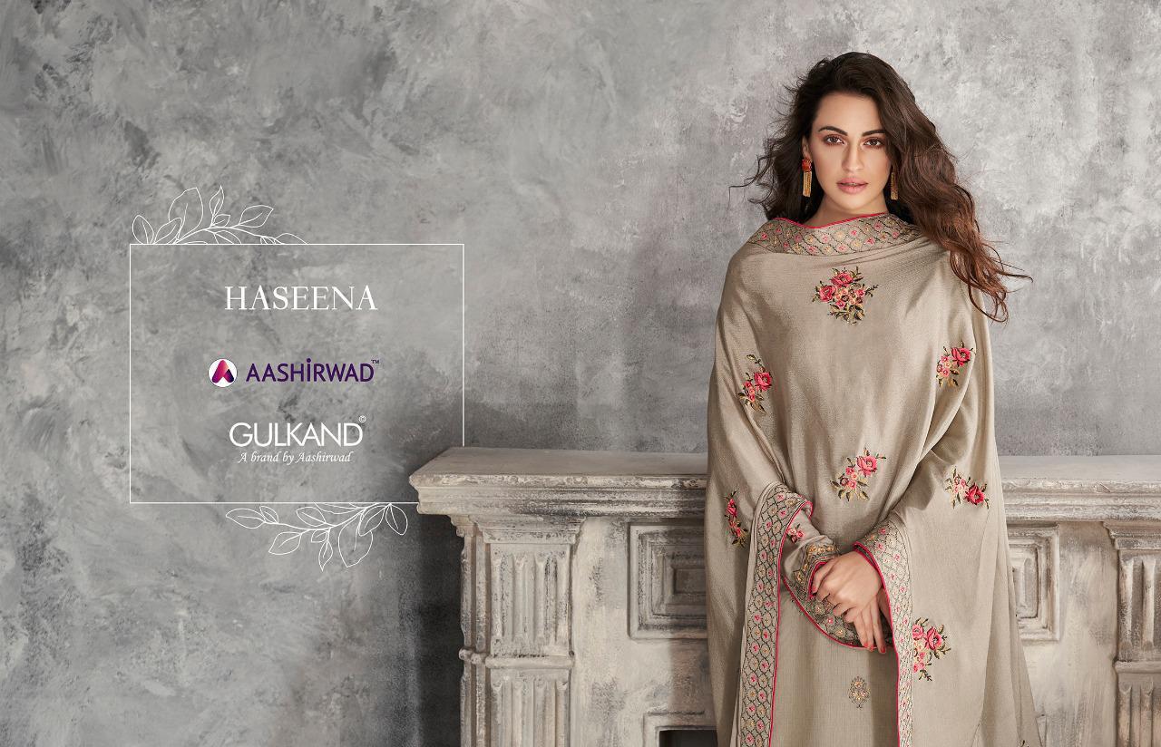 Haseena New Launch Of Latest Designer Salwar Suit Collection With Embroidery Neck Design And Silky Georgette With Heavy Embroidery Work