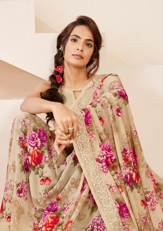 Shangrila Kamini Vol-14 Launch Latest Designer Daily Wear Georgette Saree With Kalakari Border 