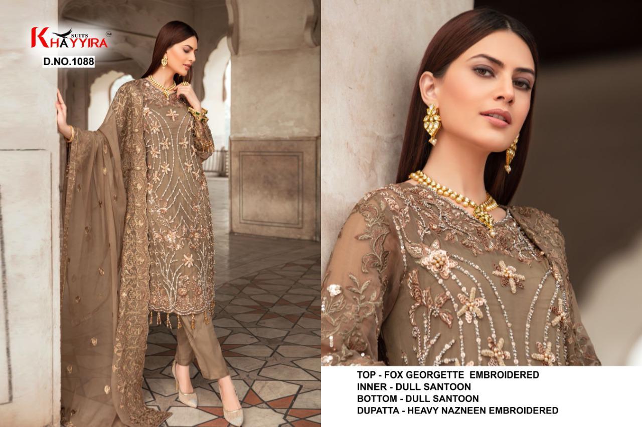Khayyira Zebtan Fancy Festive Wear Faux Georgette Embroidery And Stone Work Pakistani Salwar Suits Collection