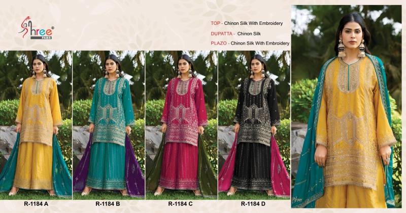 Shree R 1184 Chinon Silk Ready Made Pakistani Salwar Suits Wholesale Price In Surat
