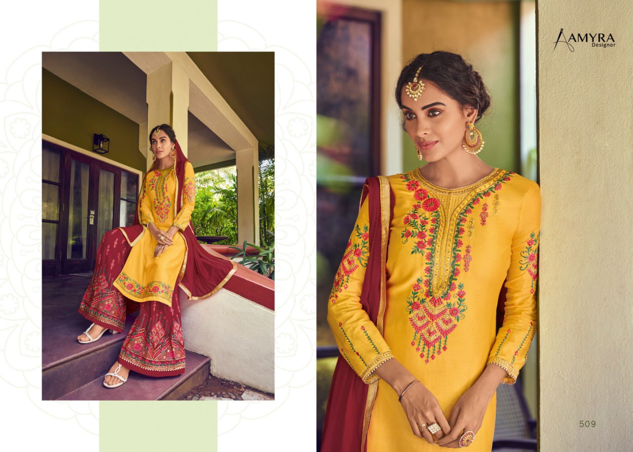 AMYRA GULZAAR VOL-2 Fancy Festive Wear Pure Jam Silk Cotton Heavy Embroidery And Balloon Sleeve With Fancy Diamond Work Salwar kameez Collection