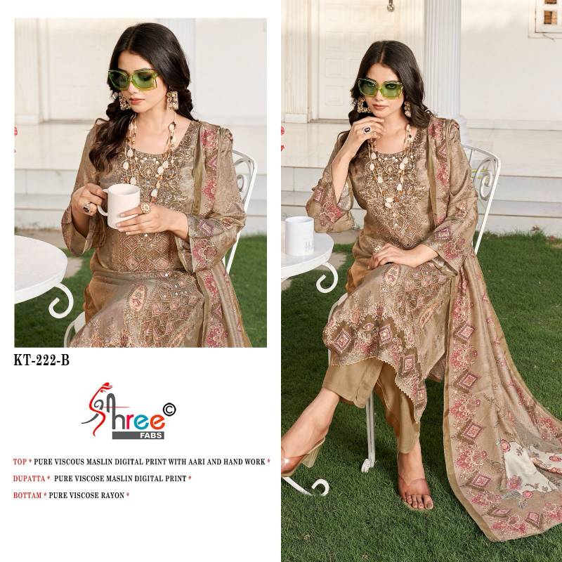 Kt 222 by Shree Viscose Maslin Digital Printed Salwar Suits Bulk Orders In India