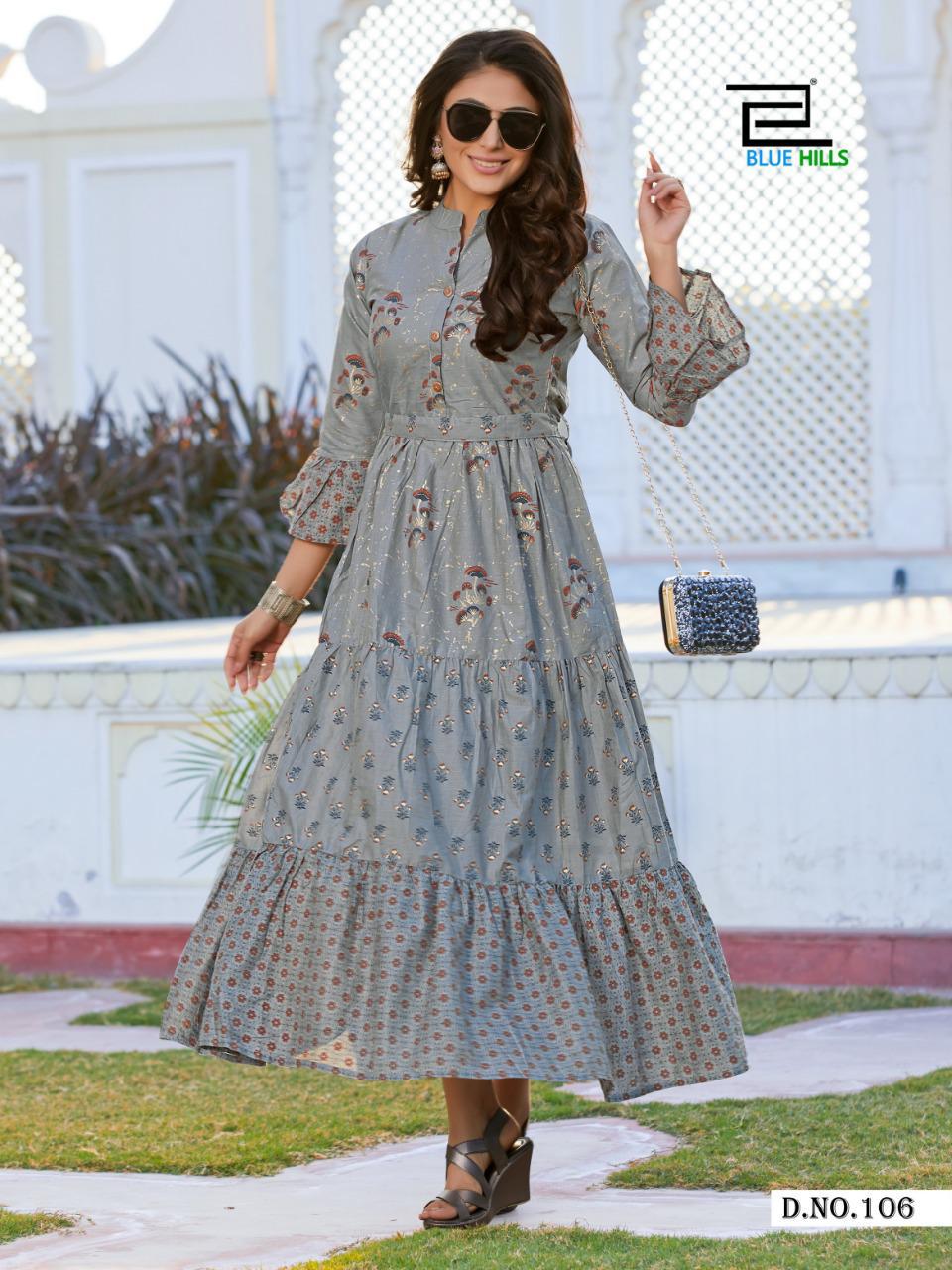 Blue Hills Gulabo 1 Latest Designer Fancy Festive Wear Cotton Printed Long Kurtis Collection
