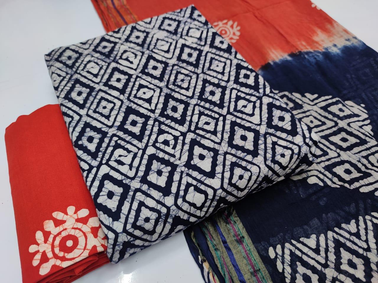 Batik 3 Bandhani Latest Fancy Designer Casual Regular Wear Printed Cotton Dress Material Collection
