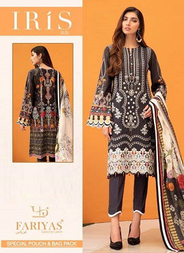 Fariyas Iris 2020 Latest Designer Pure Lawn Cotton Printed Karachi Dress Material Collection 