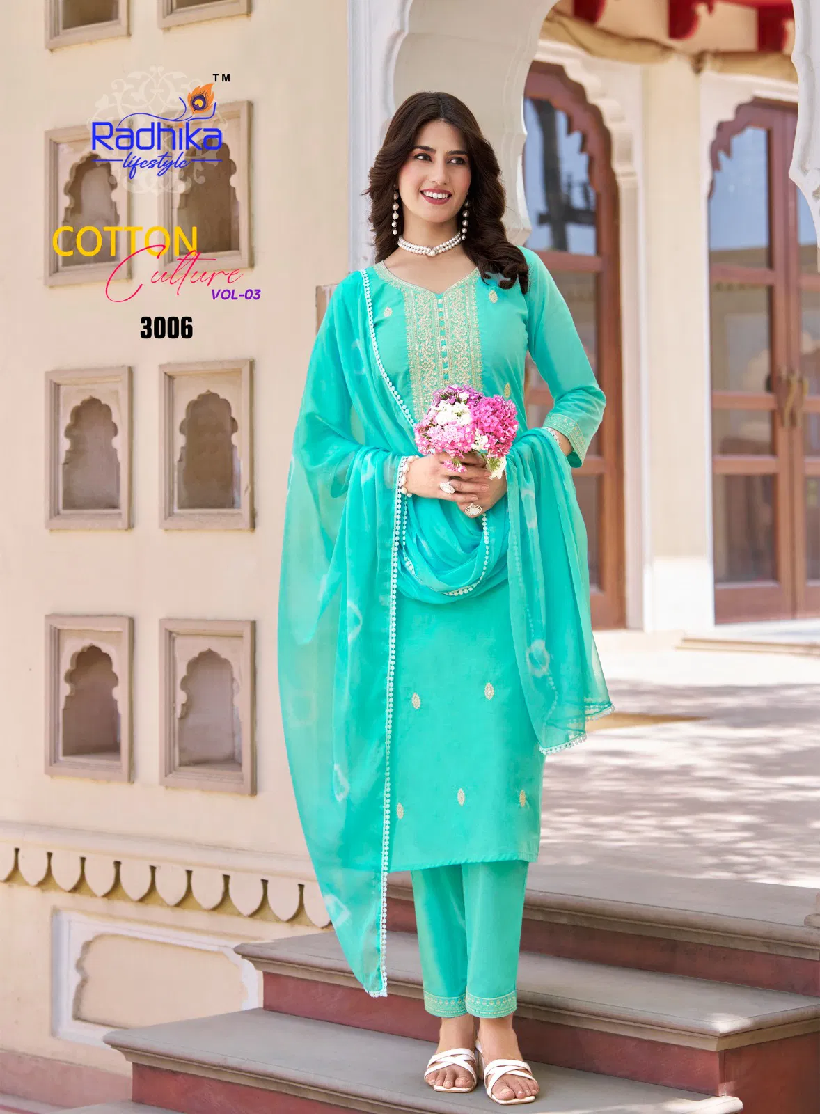 Cotton Culture Vol 3 By Radhika Cotton Embroidery Kurti With Bottom Dupatta 