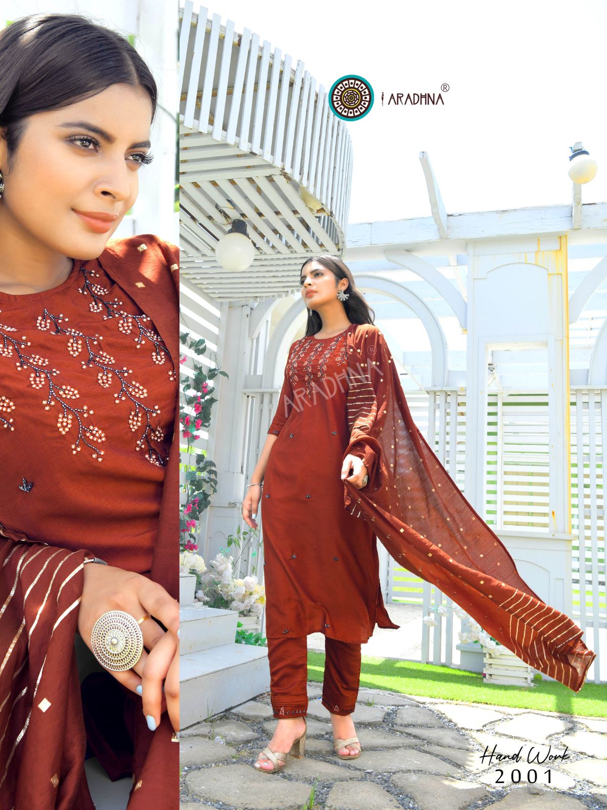 Aradhna Hand Work 2 Latest Designer Cotton Silk Festive Wear Ready Made Collection

