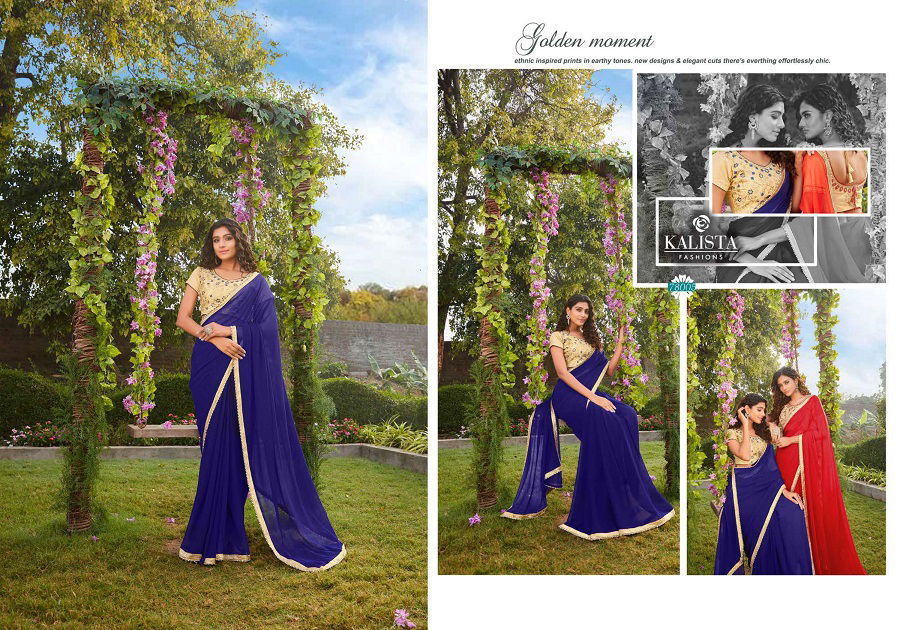 Kalista Glam Girl Fancy latest Collection Festive Wear Silk Embroidery Worked Sarees Collection
