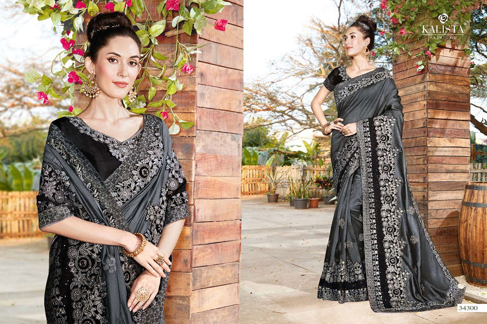 Kalista Sana Gold Latest Fancy Designer Casual Wear Embroidery Worked Sarees Collection
