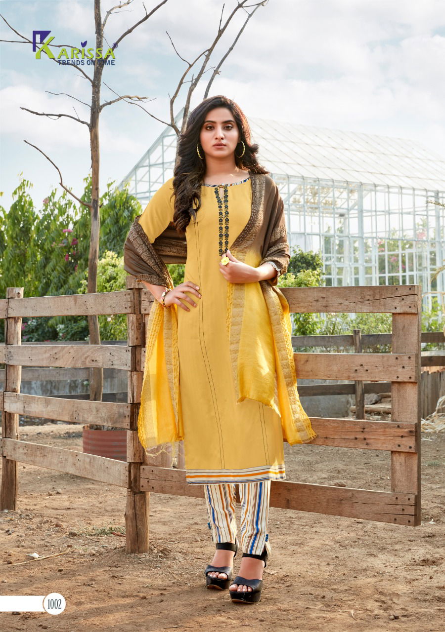 Karissa Radhika Latest  Fancy Designer Rayon Mirror Work Readymade Kurtis Collection
