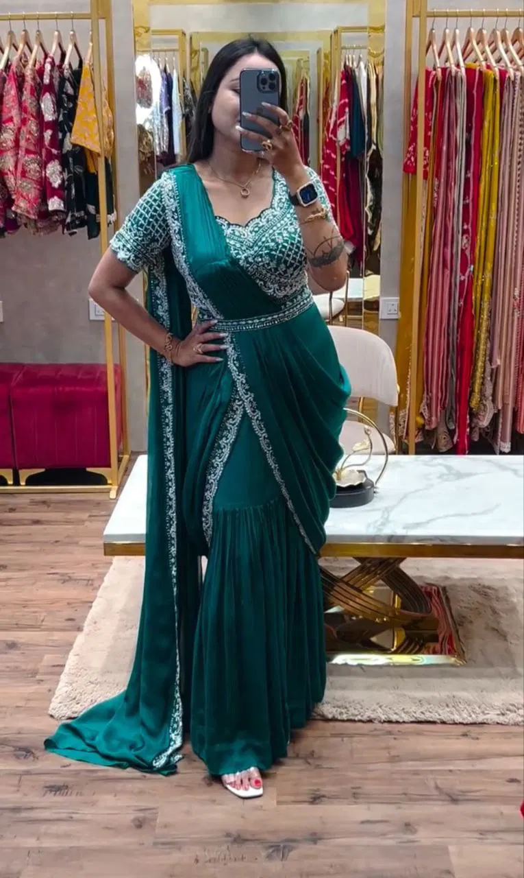Bt 7094 Chinon Embroidered Party Wear Stylish Saree Exporters In India