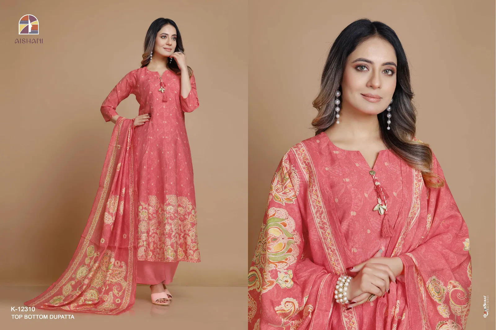 Aishani K 12301 To 12310 Soft Silk Digital Anarkali Kurti With Bottom Dupatta Exporters In India