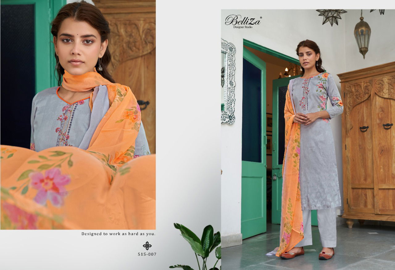 Belliza Ehsaas Casual Wear Pure Jam Cotton Printed And Heavy Embroidery Designer Dress Material Collection
