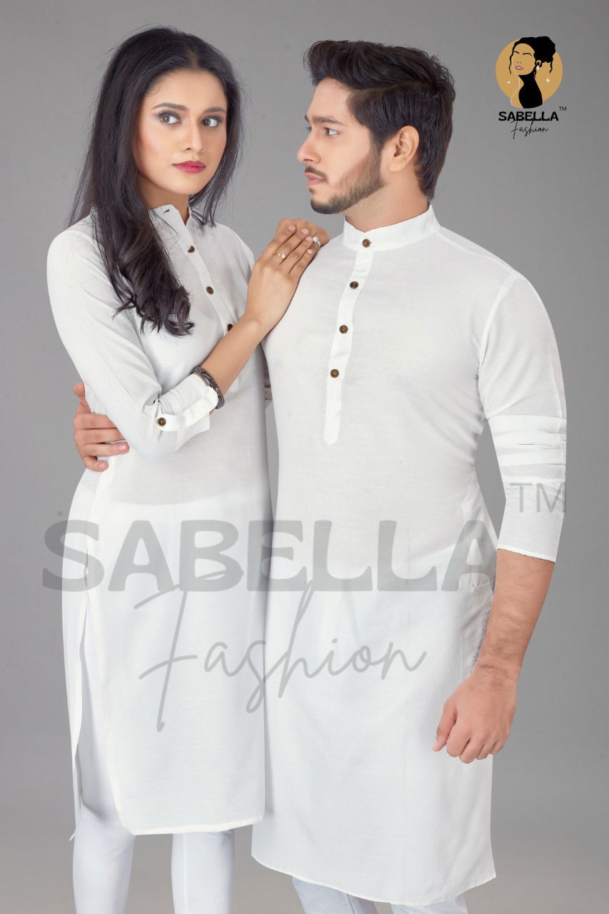 Sabella Couple Kurta 2 Cotton Silk Jacquard Couple Kurta Collection
