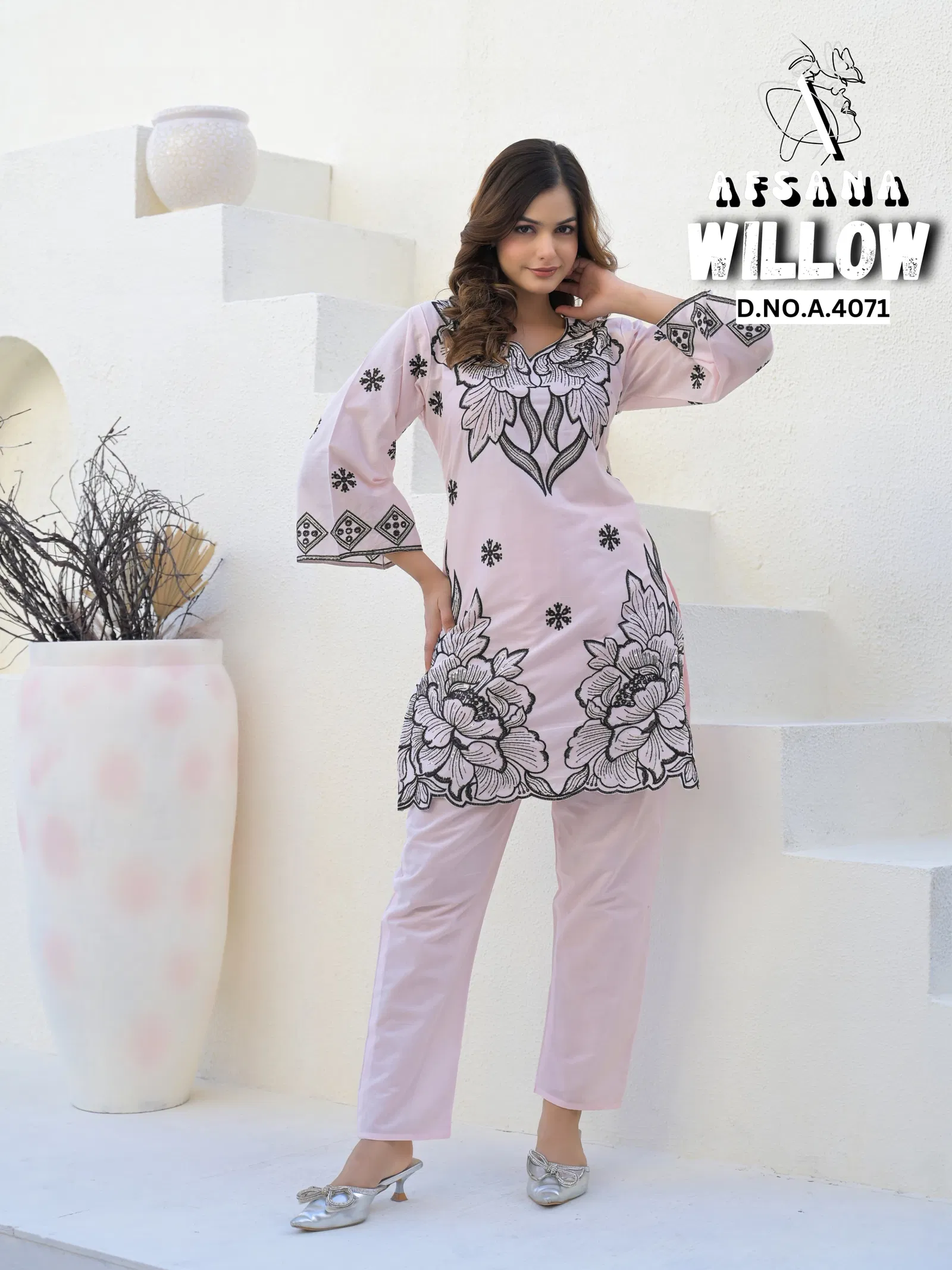 Willow By Afsana Cotton Embroidery Kurti With Bottom Exporters Orders In India