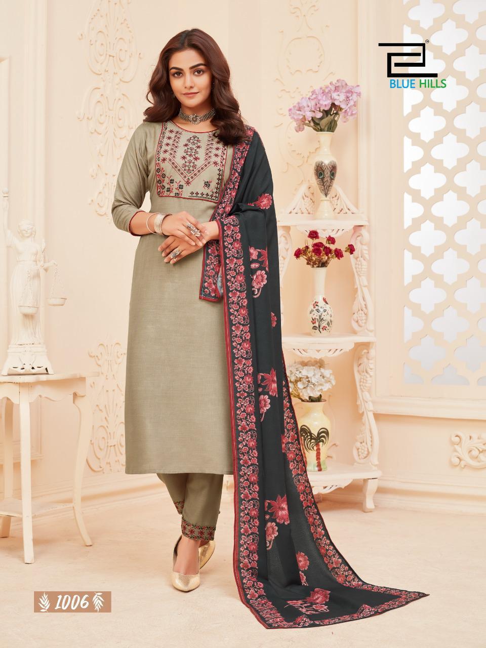 Blue Hills Dupatta Queen 1 Latest Designer Fancy Festive Wear Rayon Embroidery Work And Silai Pattern Readymade Collection
