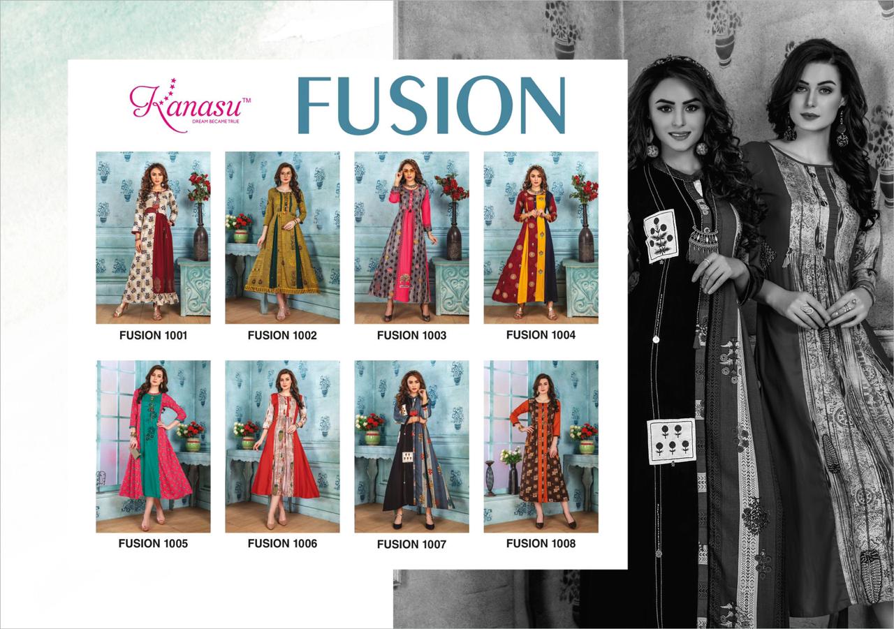 Kanasu Fusion Latest Designer Round Anarkali Style Long Kurtis Collection 