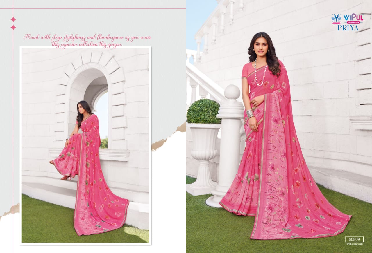 Priya By Vipul Georgette Daily Wear Sarees Wholesale Shop In Surat
