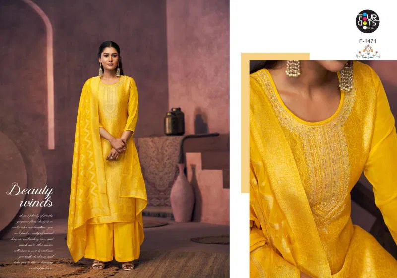 Magadhi By Four Dots Viscose Organza Jacquard Dress Material Wholesale Market
