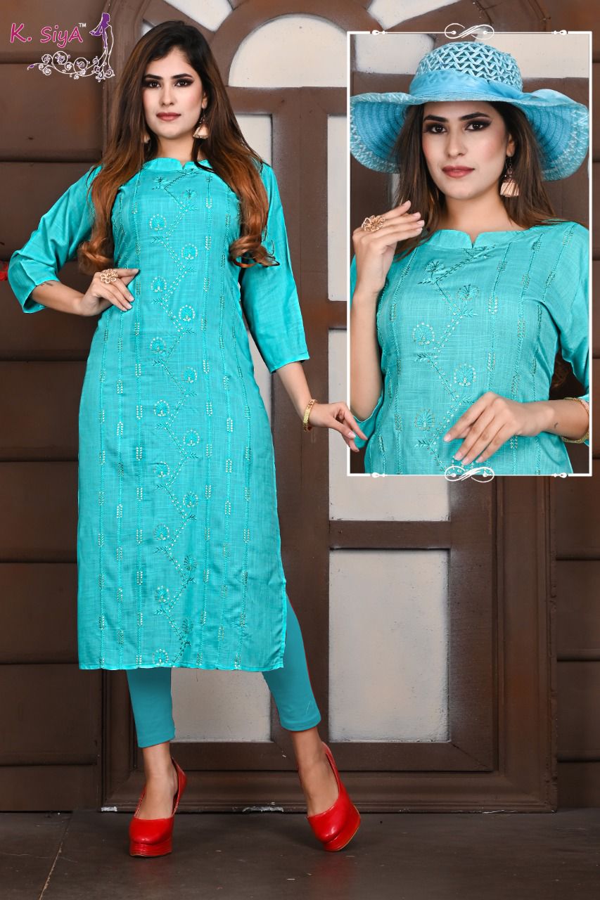 K Siya Purva Fancy Party Wear Rayon Printed Kurti Collection