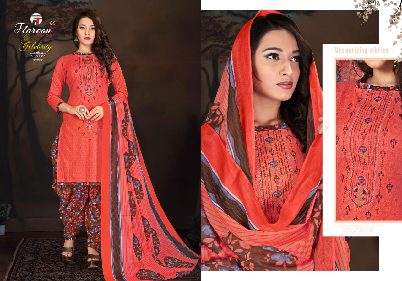 Floreon Celebrity 2 Latest Fancy Regular Wear Heavy Lawn Cambric Negative Print With Fancy Embroidery  Cotton Dress Materials Collection