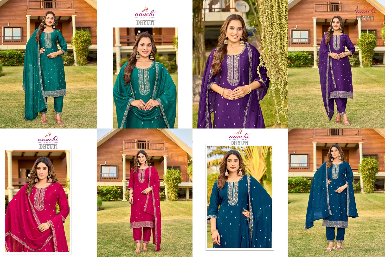 Dhyuti By Aanchi Vichitra Silk Kurti With Bottom Dupatta Suppliers In India