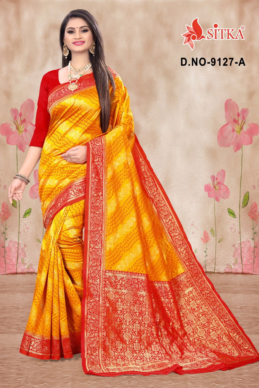 Ujle Sitare 9127 Fancy Designer Festive Wear Heavy Handloom Cotton Silk Saree Latest Collection
