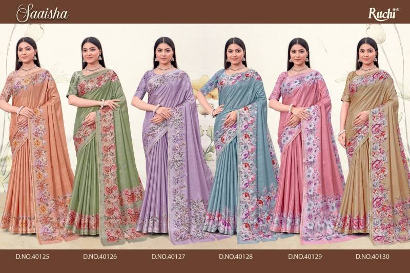 Saisha Vol 4 By Ruchi Digital Print Tussar Silk Fancy Saree Wholesalers In Delhi
