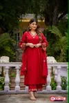 KF 306 Kalaai Pv Chanderi Embroidery Kurti With Bottom Dupatta 