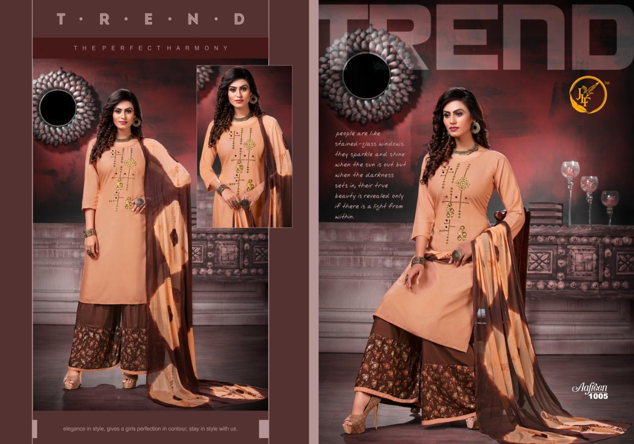 JLF Aafreen Latest Heavy Designer Rayon Print  Plazzo Suit Collection With Nazneen Shibori Dupatta