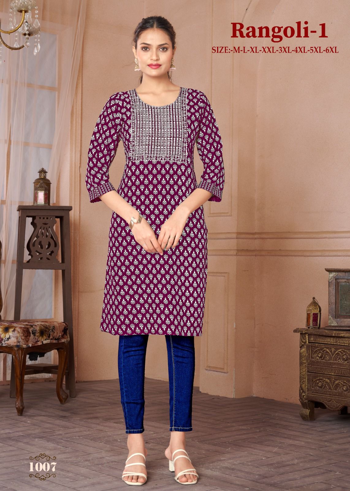 Rangoli By Sangeet Rayon Gold Khadi Printed Kurtis Wholesale Market In Surat
