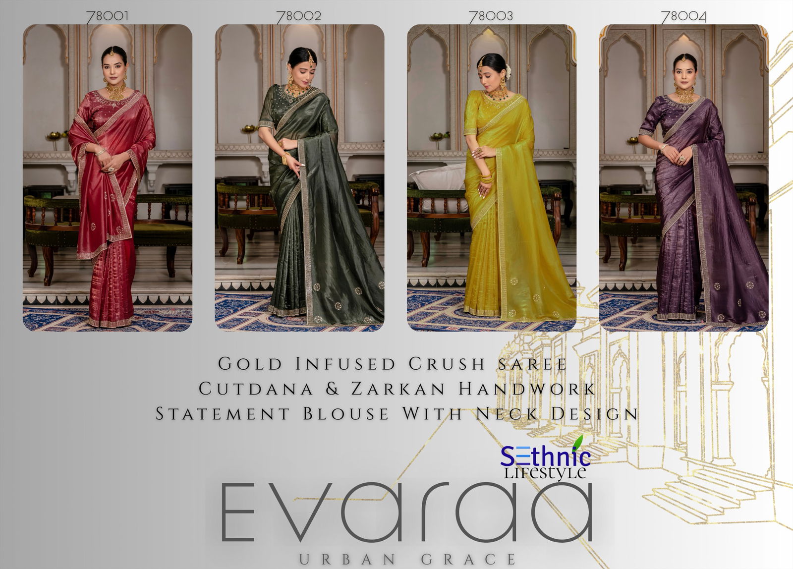 Evaraa By Sethnic Gold Crush Occasion Wear Saree Orders In India