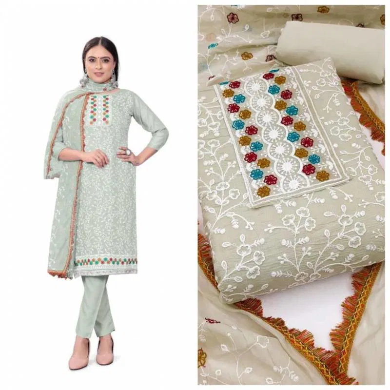 Color Set 9012 Chanderi Cotton Embrodered Dress Material Wholesale Market In Surat With Price