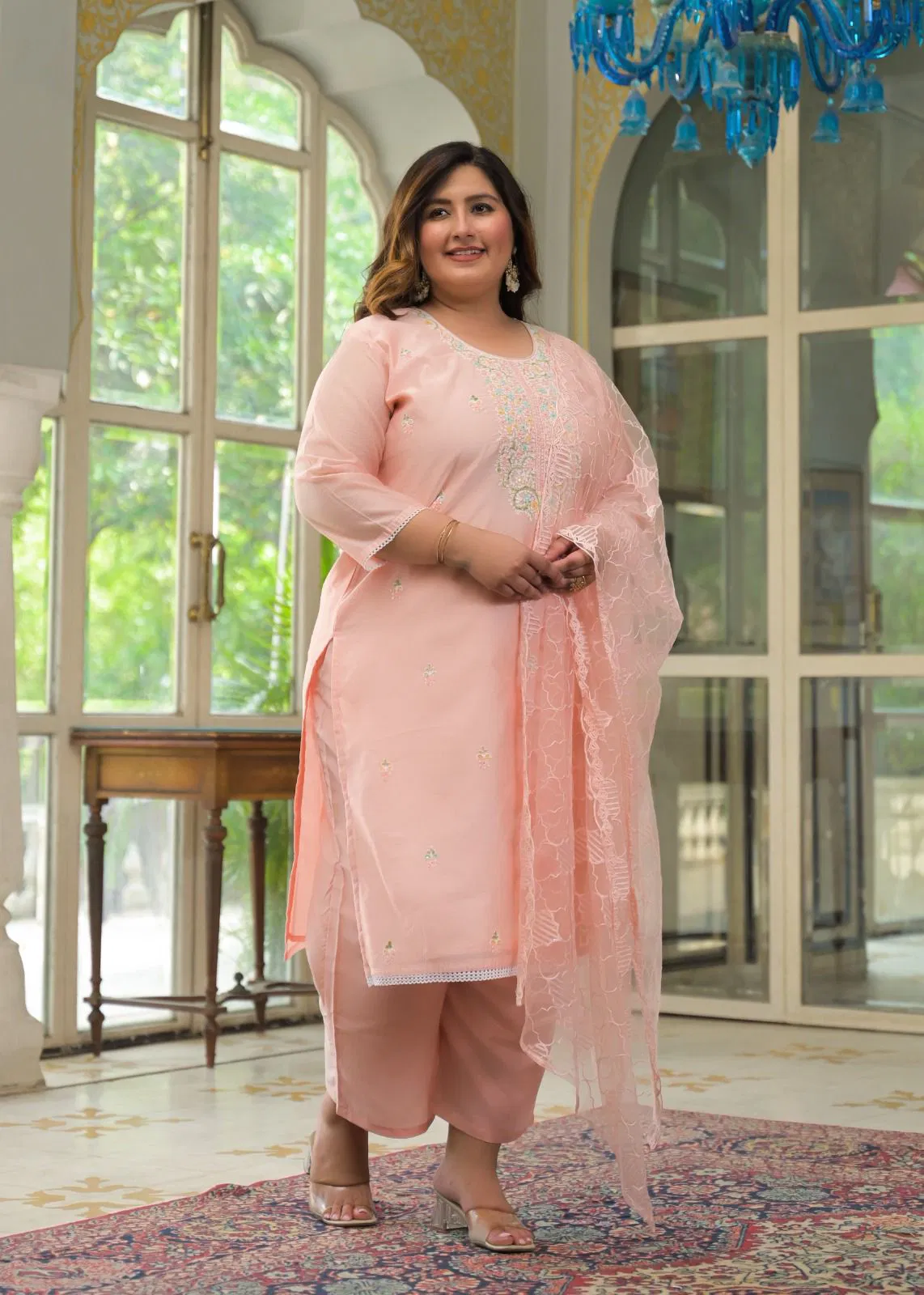 Label Khoj Big Size Chanderi Kurti With Bottom Dupatta Exporters In India