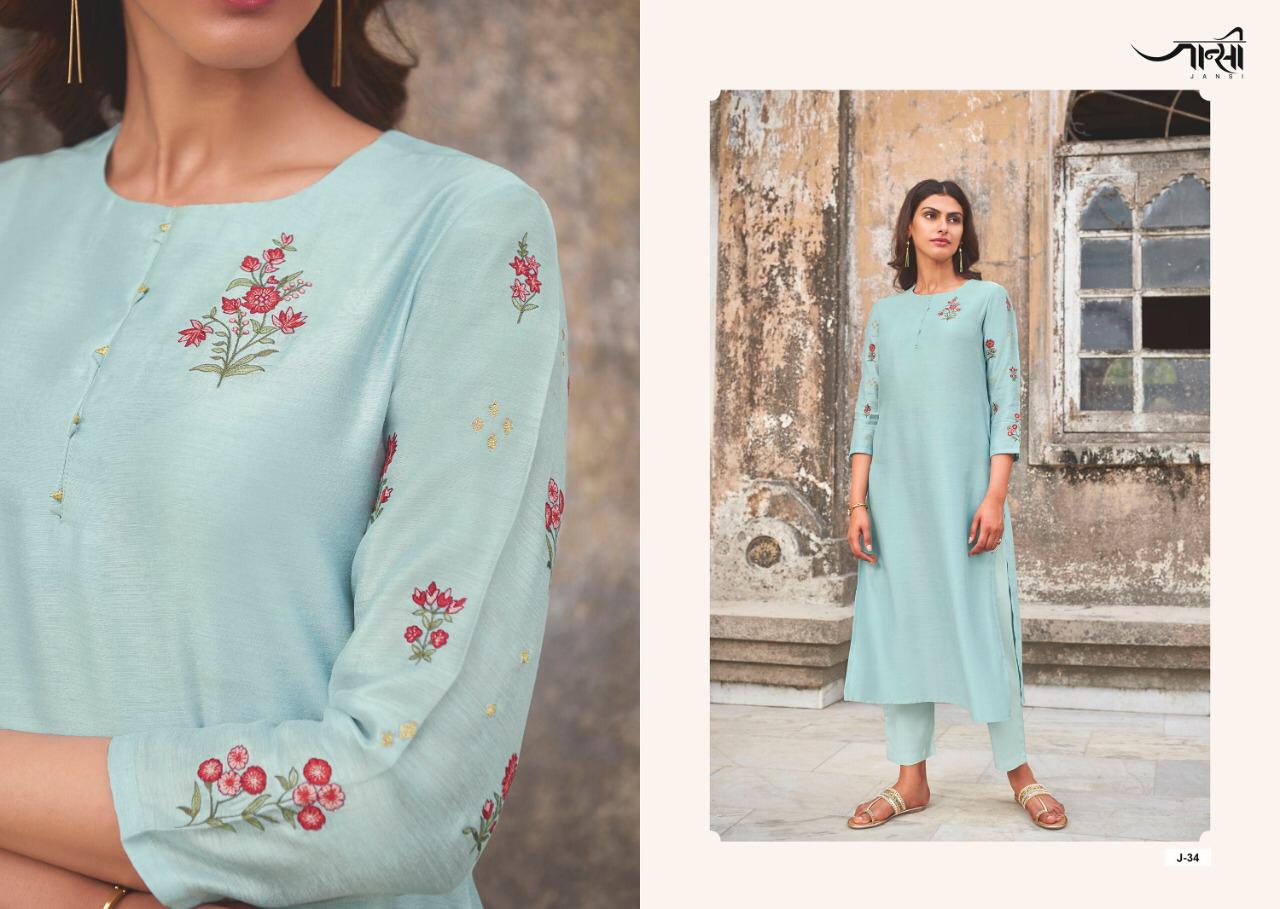 JANSI AABHUSHAN Fancy Designer Festive Wear Heavy Berry Silk Kurtis With Bottom Collection