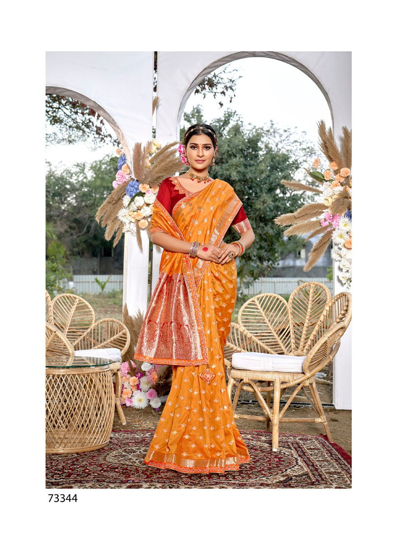 LIFESTYLE SHUBH MILAN Fancy Latest Designer Festive Wear Silk Embroidery Lace With Diamond Work Saree Collection
