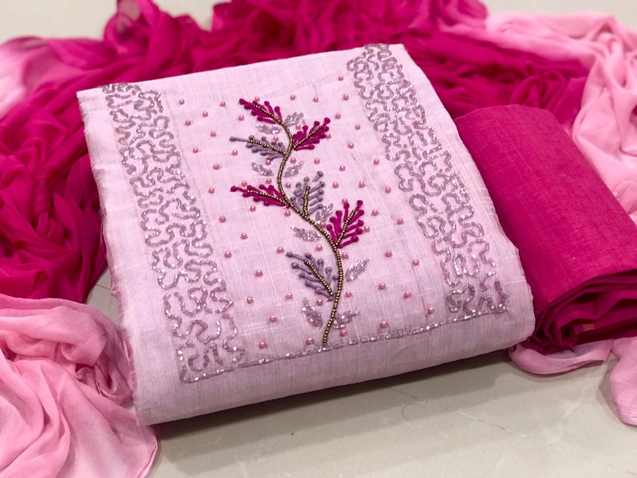 Khadi Handwork Suits 2 Designer Party Wear Dress Material