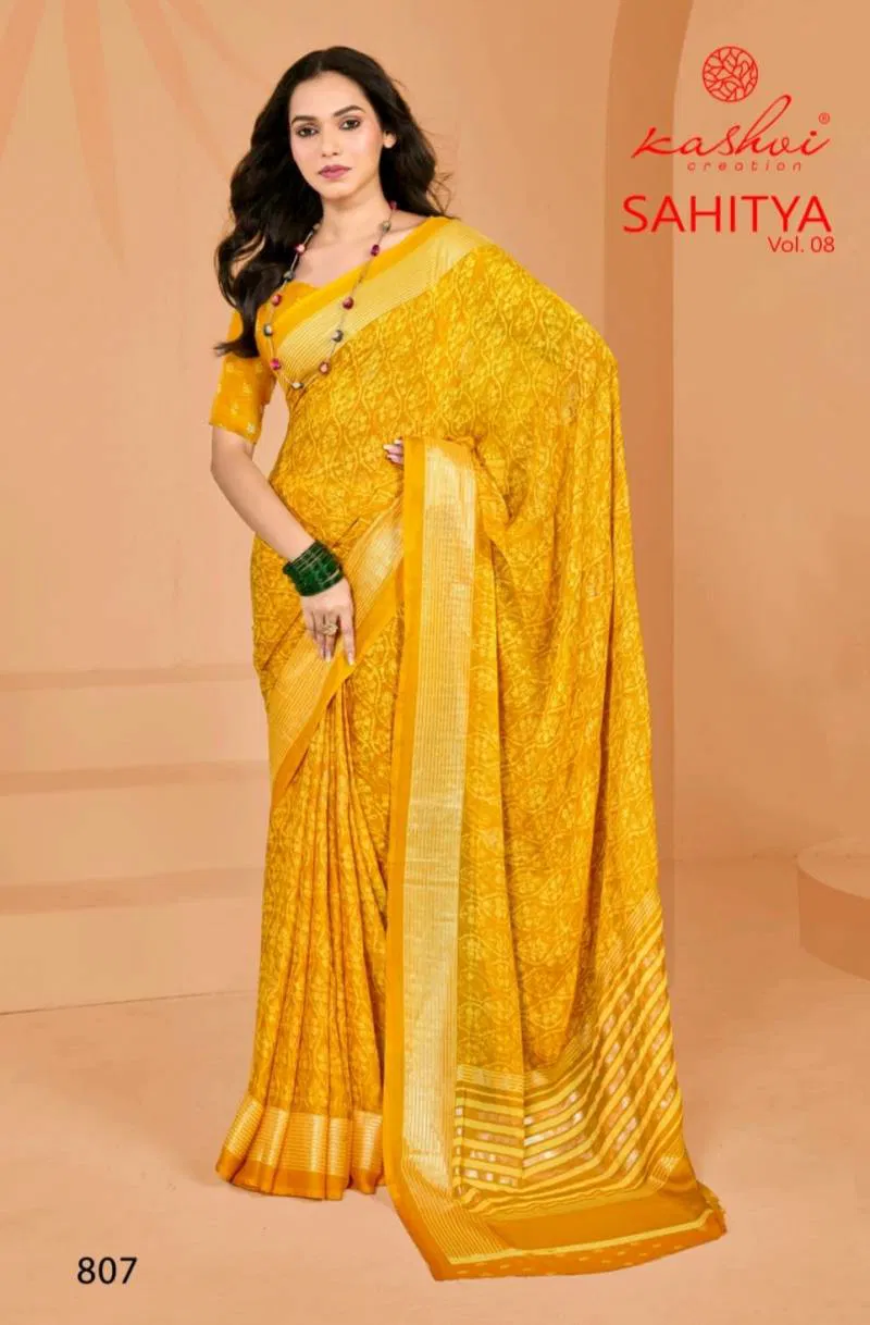 Sahitya Vol 8 By Kashvi Dull Moss Fancy Foil Printed Saree Online Wholesale