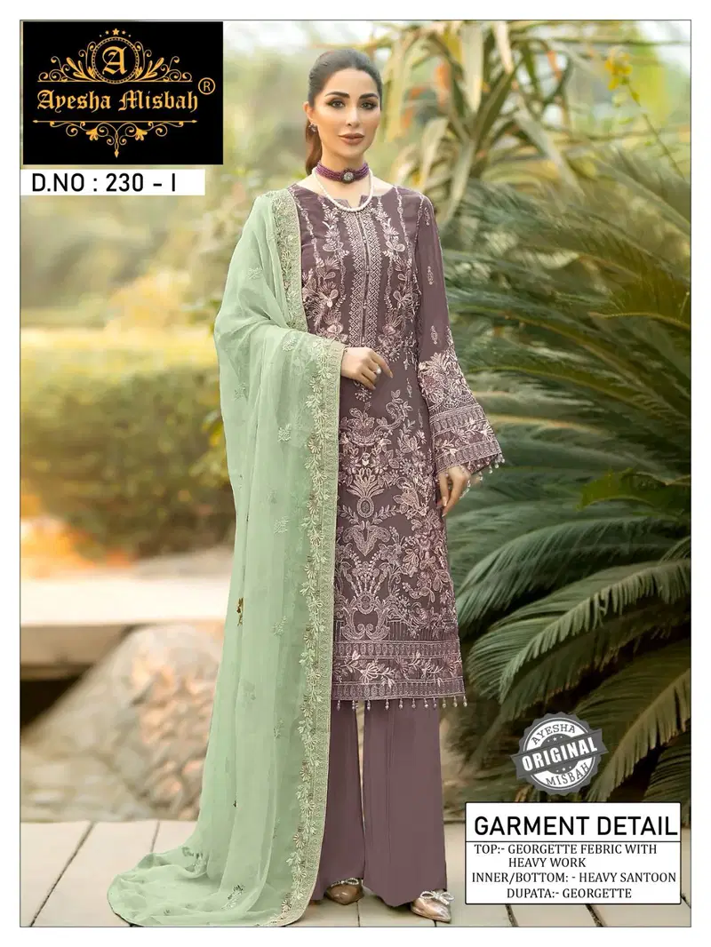 Ayesha Misbah 230 Georgette Pakistani Suits Catalog

