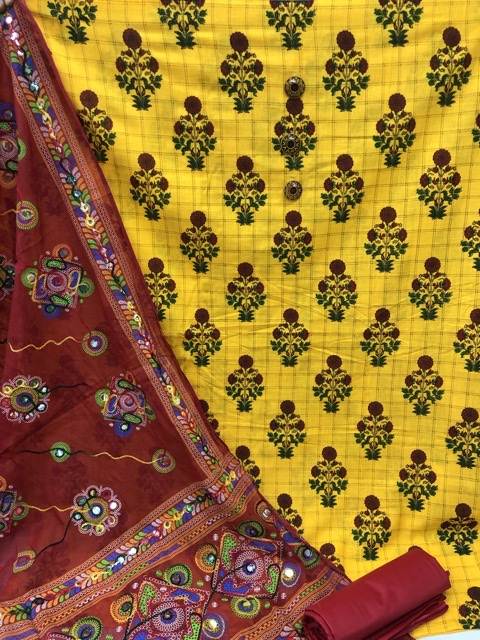 Heavy Designer Printed With Embroidered Dress Material