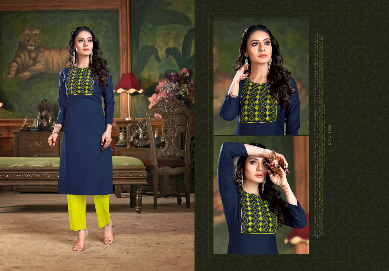 Nitisha Gangour latest fancy Designer regular wear Cotton Embroidery Kurti With Bottom Collection
