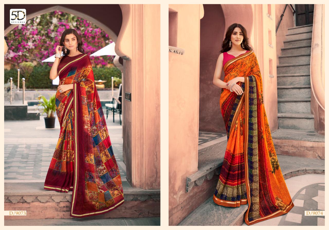 5D ZARA VOL-12 Designer Fancy Festive Wear Heavy Georgette Saree Collection