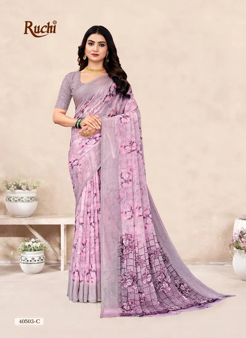 Star Chiffon 196 By Ruchi Printed Chiffon Daily Wear Saree Exporters In India