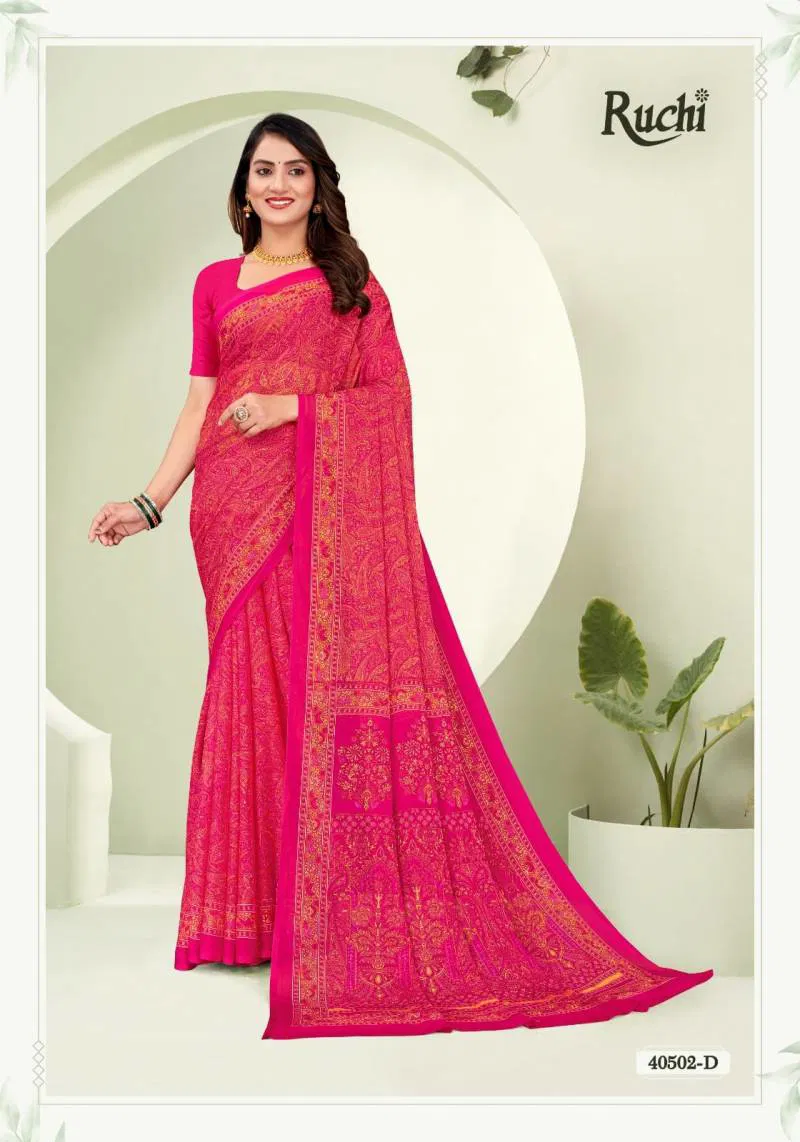 Star Chiffon 188 By Ruchi Printed Chiffon Saree Wholesale Market