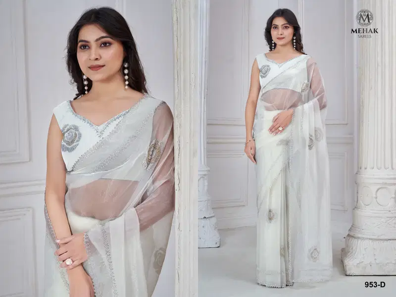 Mehek 953 A To F Organza Desginer Party Wear Saree Exporters In India