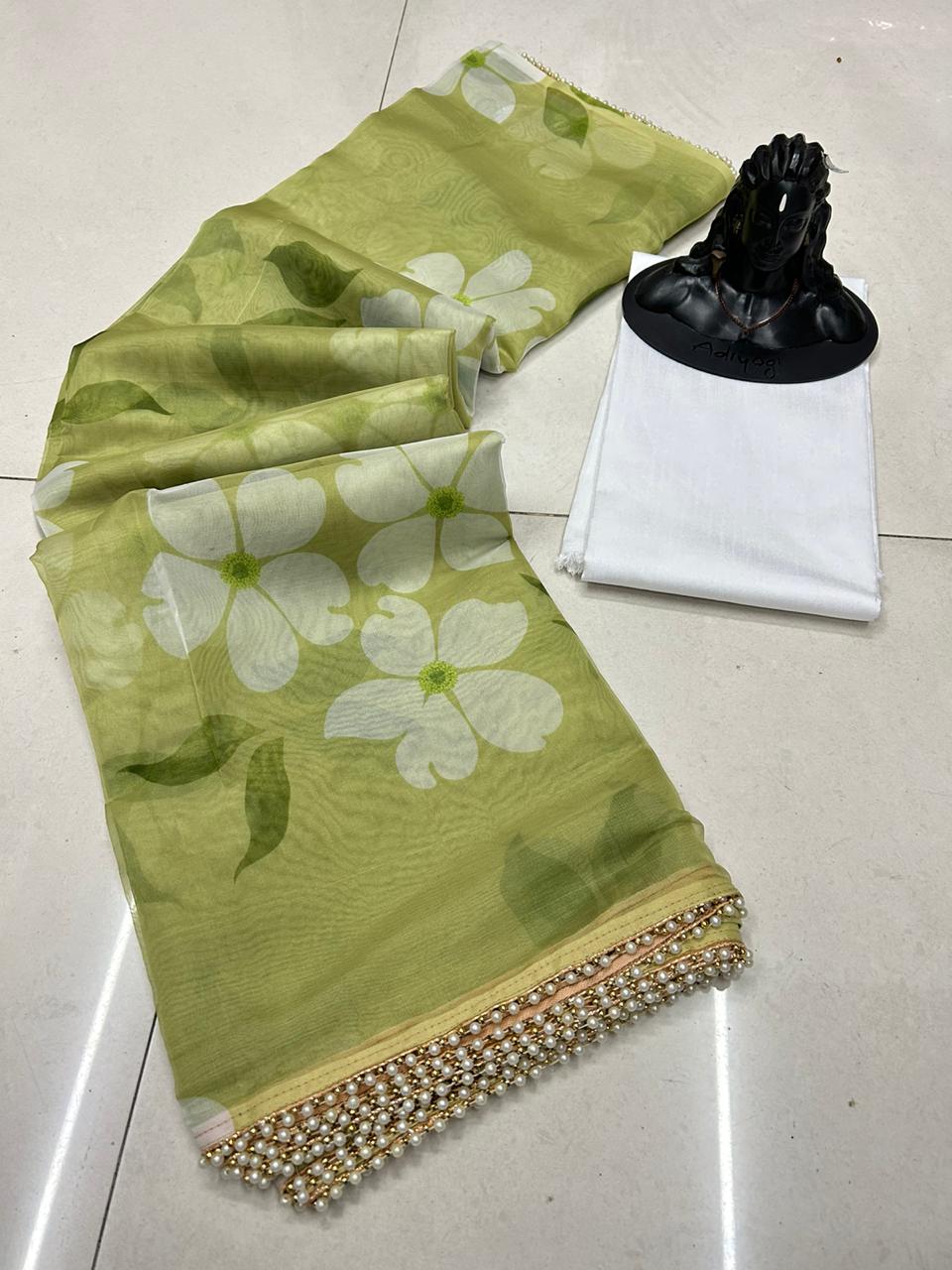 DF 100 Mudra Organza Printed Non Catalog Sarees Wholesale Market In Surat