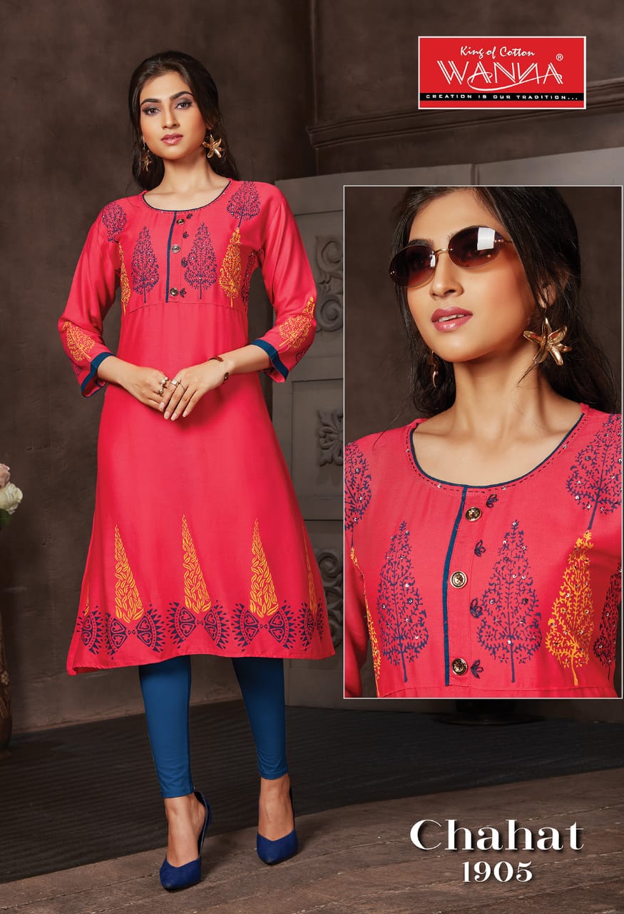Wanna Chahat Fancy Regular Wear Designer Rayon Printed  Kurtis Collection