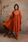 Naisha K 357 A Line Embroidery Work Kurti With Pant And Dupatta Wholesale In India