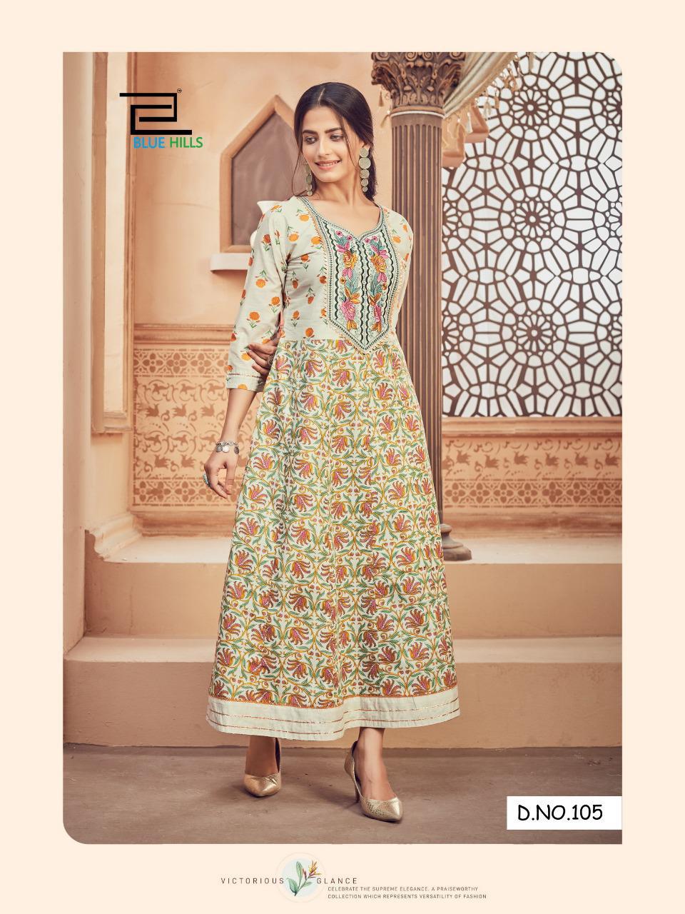 Blue Hills Ada 1 Designer Ethnic Wear Cotton Anarkali Long Kurti Collection